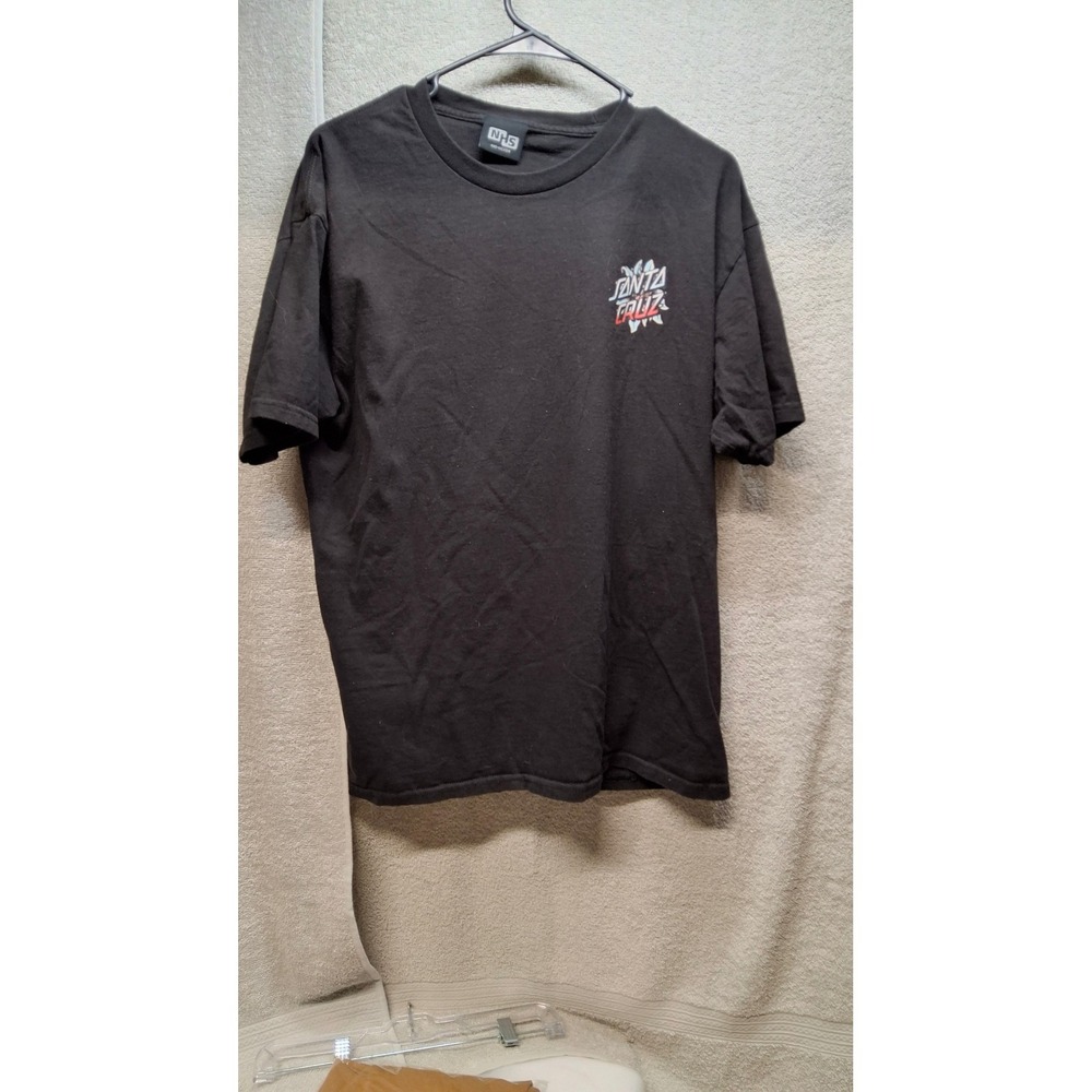 Santa Cruz Skateboards T-Shirt Black Floral Skull Graphic Mens Large NHS Tag(B5)